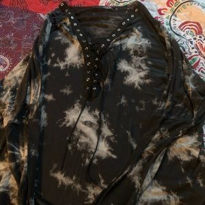 Woman’s Medium Long Sleeve, Cotton Tie Dye Blouse